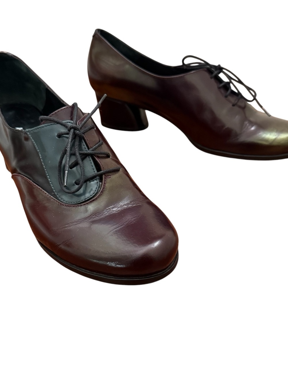 Audrey London Deep Burgundy Mid Heel Lace Up Oxford Shoe Women Size 40 EU 9.5 US